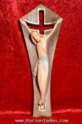 Standkreuz aus Holz von der Südtiroler Holzschnitzerei Dolfi Handbemalt 