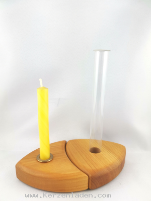 Holzdekoration 4 tlg. Kerzenhalter für Baumkerzen und Vasenhalter Reagenzglas Trigolo Kirschholz