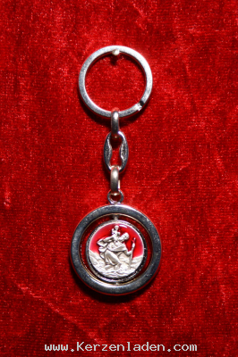 Schlüsselanhänger Christopherus rot mit Spruch auf der Rückseite: Komm gut heim