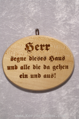 Haussegen Oval/ aus Ahornholz/ Herr segene dieses Haus und alle die da gehen ein und aus.
