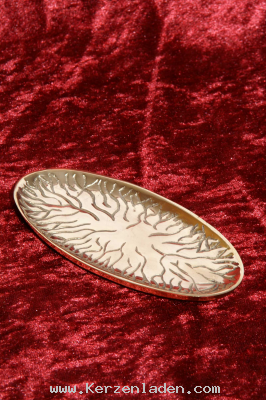 Kerzenstnder/ Messing/ glnzend/ oval/ gemustert