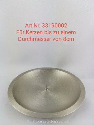 Kerzenteller Messing vernickelt matt Dorn in der Mitte fr Kerzen mit einem Durchmesser bis 8cm Handarbeit der Firma Sandner