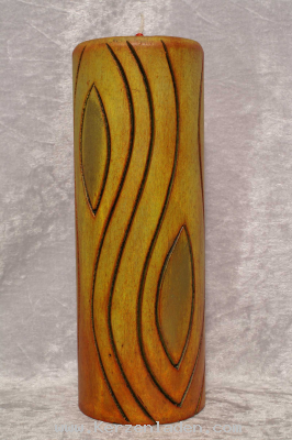 Seyko-Kerze gro rot-orange-gold handgefertigt