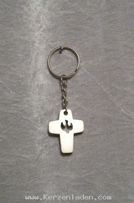 Schlüsselanhänger/ Alu. / Kreuz mit Taube
