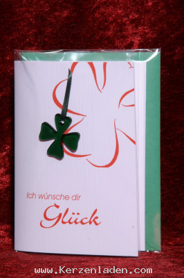 Ich wnsche dir Glck/ Glaskleeblatt grn zum Aufhngen