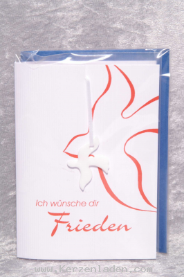 Ich wnsche dir Frieden/ Glastaube weiss zum Aufhngen