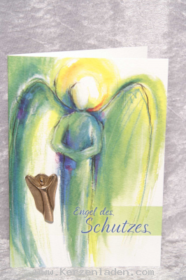 Naturpapierkarte, Engel des Schutzes, mit echtem Bronze-Engel-Handschmeichler, Der himmlische Begleiter fr jeden Tag