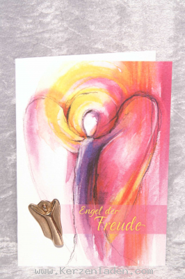 Naturpapierkarte, Engel der Freude, mit echtem Bronze-Engel-Handschmeichler, Der himmlische Begleiter für jeden Tag