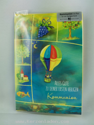 Geldgeschenkkarte zur Kommunion mit Text auf der Rckseite, mit farbigem Kuvert
Text auf dem Produkt: Jesus ist wie das Wasser, das meinen Durst lscht. Jesus ist wie das Licht, das mein Leben erhellt. Jesus ist wie das Brot, das mich satt macht. Je