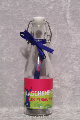 Flaschenpost zur Firmung Flasche aus Glas mit Bügelverschluss aus Keramik Grußrolle mit Platz für persönliche Worte auch als Geldgeschenk nutzbar