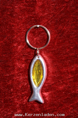 Schlsselanhnger Fisch Alu/Kunstglas gelb