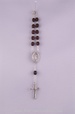 Rosenkranz 10er mit Verschluss und Holzperlen auf der Plakette ist der Hl. Christopherus abgebildet