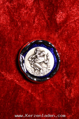 Christopherusplakette magnetisch und zum Kleben blaue Umrandung