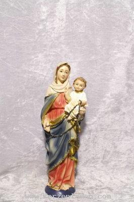 Madonna mit Kind und Rosenkranz Marienfigur aus Kunststoff klein