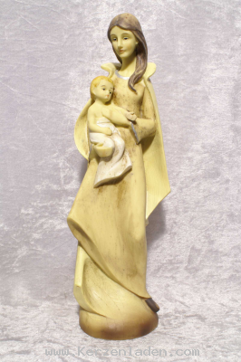 Maria mit Kind Holzoptik Marienfigur aus Kunststoff bemalt