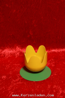 Teelichttulpe aus Metall zum Stellen maisgelb klein