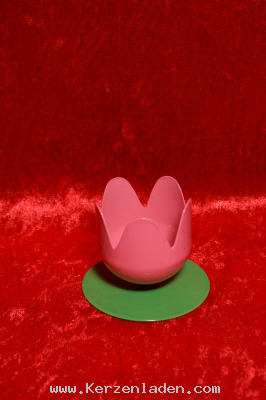 Teelichttulpe aus Metall zum Stellen rosa klein