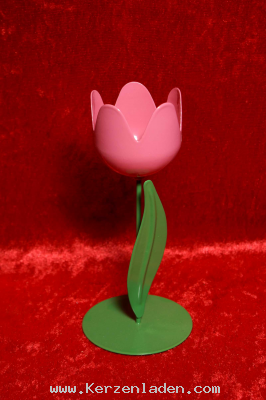 Teelichttulpe aus Metall zum Stellen rosa mittel