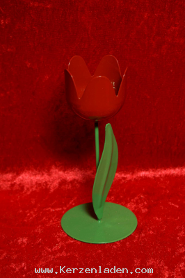 Teelichttulpe aus Metall zum Stellen rubinrot mittel