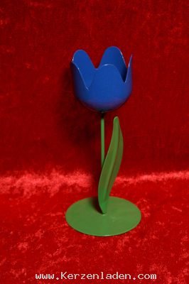 Teelichttulpe aus Metall zum Stellen dunkelblau mittel
