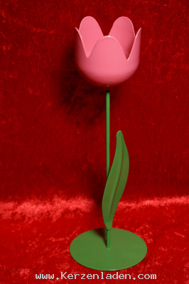 Teelichttulpe aus Metall zum Stellen rosa gro