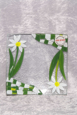 Glasschale/ Kerzenuntersetzer/ buntes Glas/ Handarbeit/ Auflageflche: 80/80mm Lnge/Breite