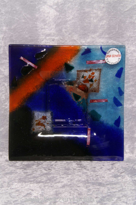 Glasschale/ Kerzenuntersetzer/ buntes Glas/ Handarbeit/ Auflageflche: 65/65mm Lnge/Breite