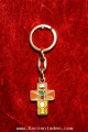 Schlüsselanhänger Kommunionkreuz goldfarben bunt