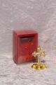 Mini Standkreuz aus Metall glodfarben mit Steinen 