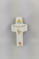 Kinderkreuz weiss lackiert bunt bedruckt Sonne, Vogel und Blume