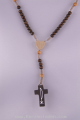 Holzrosenkranz geknüpft dunkel Finnische Tanne mit Herz Kreuz und Pax-Symbol in silber