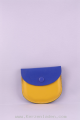 Rosenkranzetui Leder blau/gelb Druckknopfverschluss