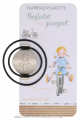 Schutzengel Begleiter für das Fahrrad Fahrrad-Plakette Mädchenaus rostfreiem Metall durchmesser 3cm, mit dehnbarem Gummiring zur Befestigung am Fahrrad