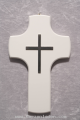 Holzkreuz modern mit EDS Auflage Kreuz Buche weiß lackiert