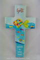 Kinderkreuz weiss lackiert bunt bedruckt Spruch: Gott schenkt dir seinen Segen