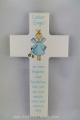 Kinderkreuz weiss lackiert bunt bedruckt Engel blau 