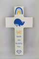 Kinderkreuz aus Holz
mit lieblichen WAL Motiv blau und Segenswunsch
Segenswunsch 