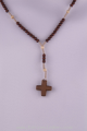 Rosenkranz geknüpft aus dunklem Holz mit Kreuz