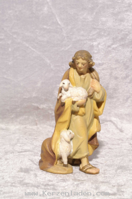 Hirte mit Schafe Raffaello Holzkrippenfigur der Südtiroler Holzschnitzerei Dolfi Handbemalt