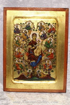Ikone Kunstdruck Wurzel Jesu Dies ist eine Nachbildung einer Alten Byzantinischen Ikone. Diese Ikone ist das Replikat eines alten Griechisch-Byzantinischen Kunstwerkes. Auf Leinwand, Holz unter Verwendung von Blattglodimitation sorgfältig gef.