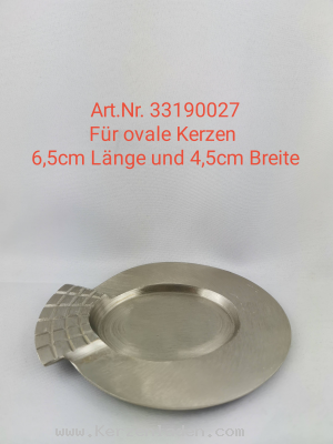 Kerzenständer vernickelt oval matt für Ovalstumpen Länge 65mm Breite 45mm Handarbeit der Firma Sandner