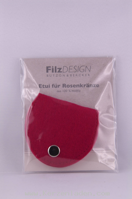 Rosenkranztäschchen aus pinkfarbenem Wollfilz, mit Druckknopfverschluss