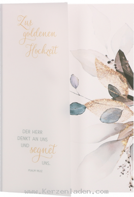 Glückwunschkarte - Zur goldenen Hochzeit,  Der Herr denkt an uns und segnet uns. (Psalm 115,12 / Lutherbibel)