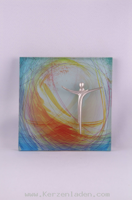 Glastafel mit Metallkropus farbig bedruckt