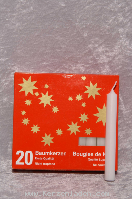 Baumkerzen, nicht tropfend, weiß, Inhalt: 20 Stück