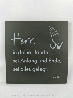 Grabtafel zum Legen (Keine Aufhängung) Schiefer Text: Herr in deine Hände sei Anfang und Ende, sei alles gelegt.

Kleine Unebenheiten liegen am Material und sind keine Qualitätsfehler!