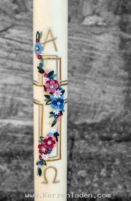Osternachtskerze Klinikum Kreuz mit Blumen 