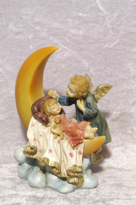 Mädchen mit Schutzengel aus Kunststoff Mond