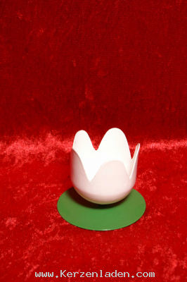 Teelichttulpe aus Metall zum Stellen weiss klein