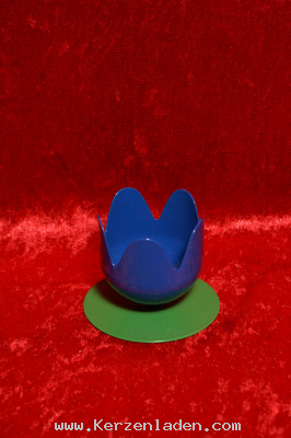 Teelichttulpe aus Metall zum Stellen dunkelblau klein